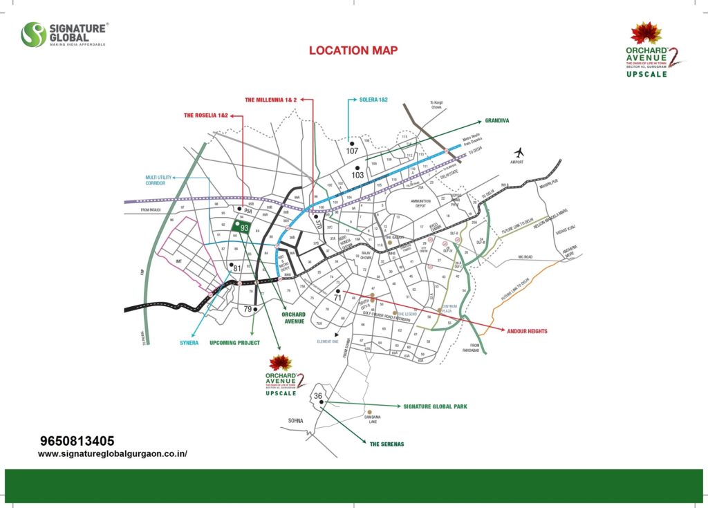 Location Map Orchard avenue 2 Sector 93 Gurugram