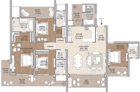 4 BHK + UTILITY | T1 - ICONIC